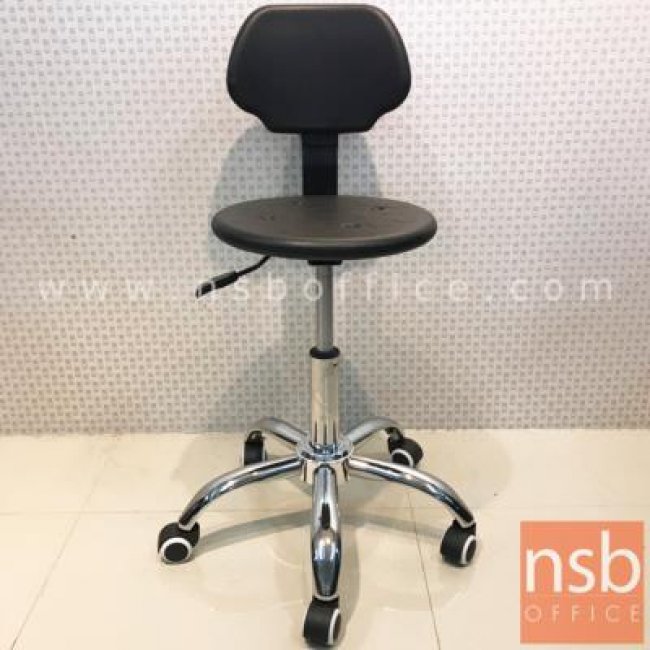 เก้าอี้บาร์แล๊บ PU ล้อเลื่อน รุ่น LAB-BP032 โช๊คแก๊ส ขาเหล็กชุบโครเมี่ยม