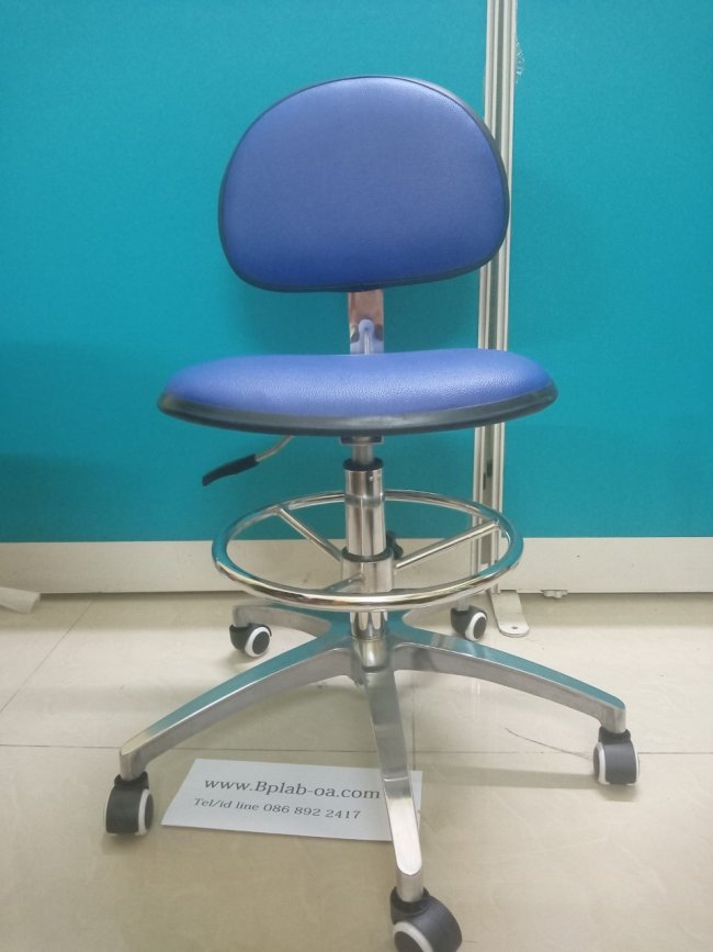 เก้าอี้ห้องแล็บ มีพนักพิง รุ่น C770 สั่งหุ้มพิเศษ สีน้ำเงินสด